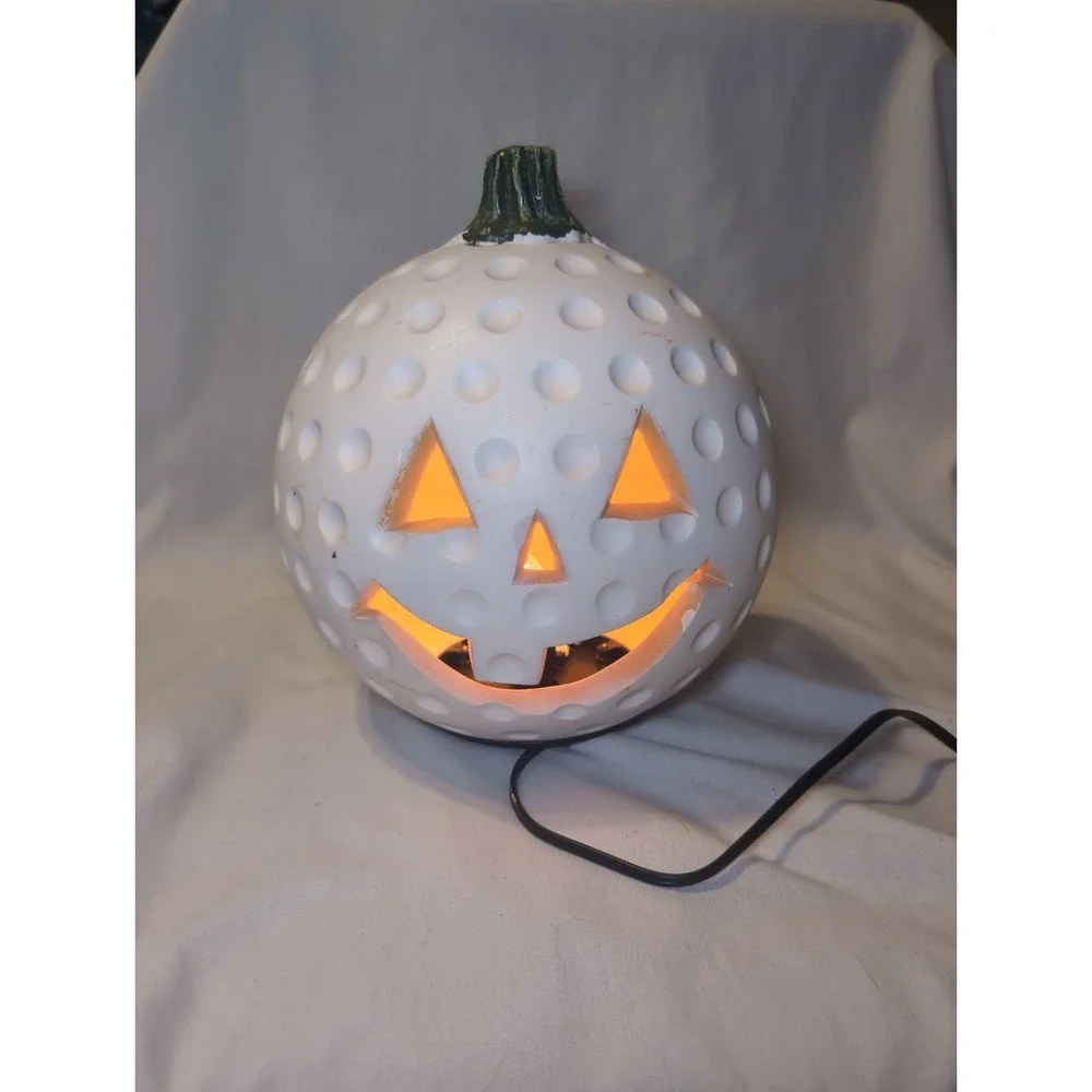 Vintage Gemmy Halloween Jack O Lantern Pumpkin Golf Ball Foam Mold Light Up 10